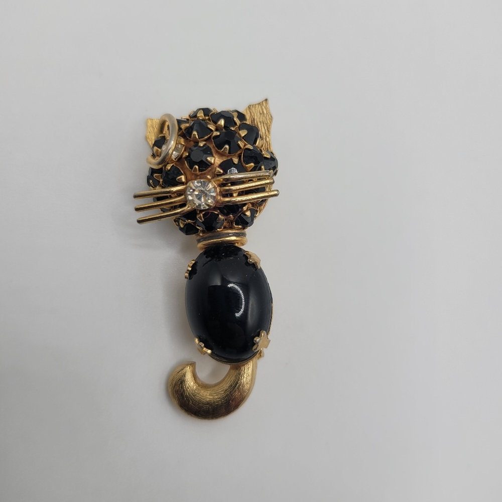 Vintage Warner Black Jelly Belly Rhinestone Kitty